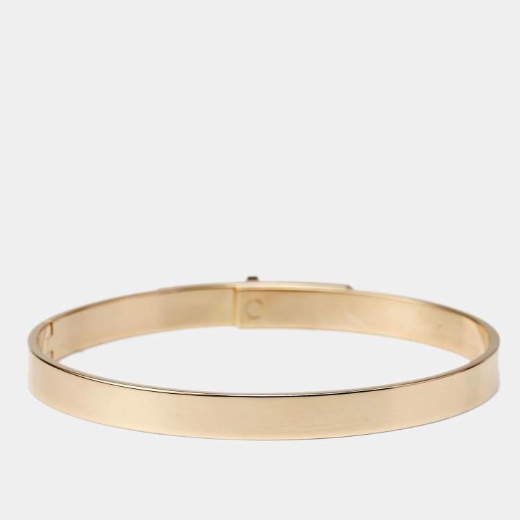 Pre Owned Hermes Kelly Small Model Diamond 18K Rose Gold Bracelet SH