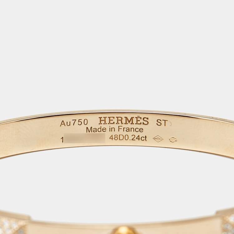 Pre Owned Hermes Collier De Chien Diamonds 18k Rose Gold Bracelet ST