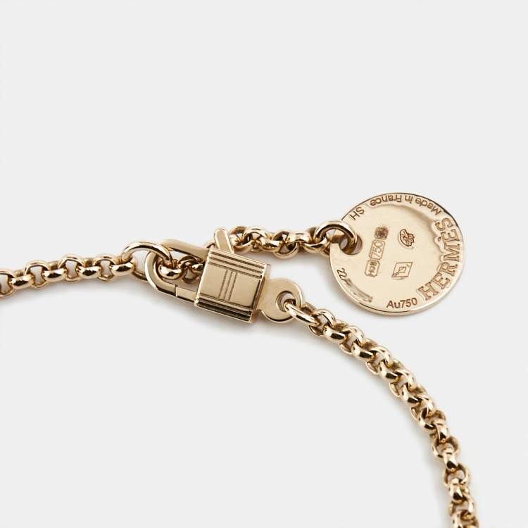 Pre Owned Hermes Kelly Clochette Diamond 18k Rose Gold Small Model Bracelet SH