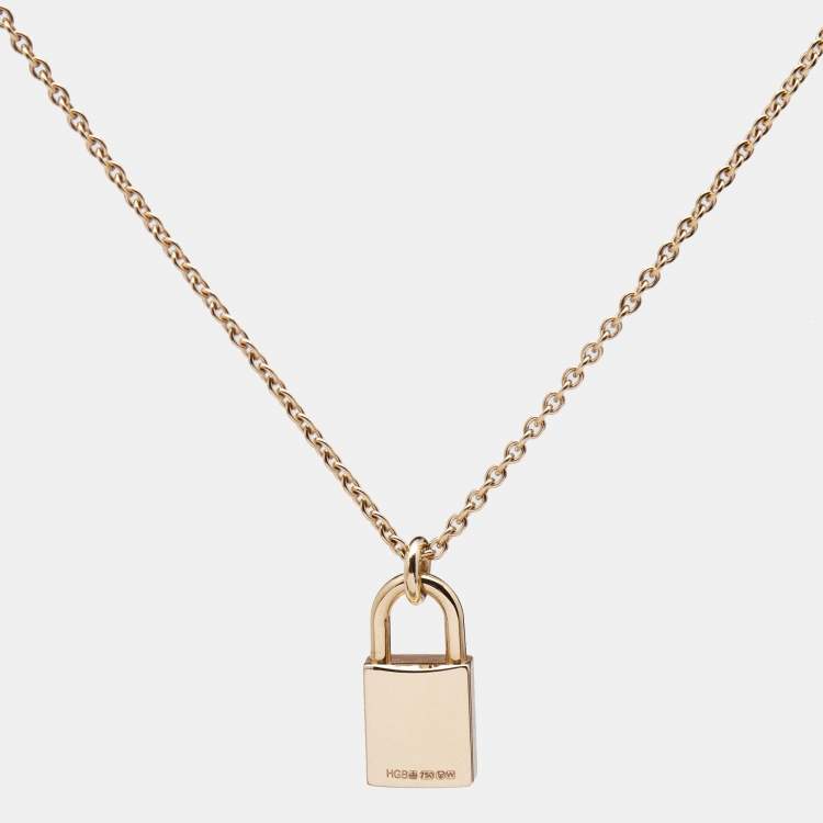 Pre Owned Hermes Kelly Cadenas Diamonds 18k Rose Gold Pendant Necklace