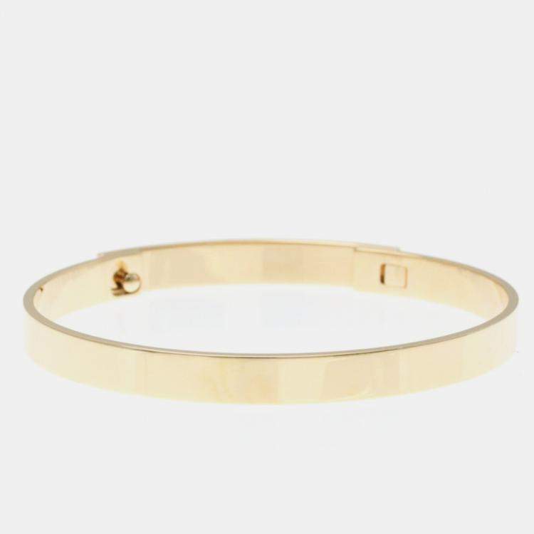 Pre Owned Hermes 18K Pink Gold Diamond Collier De Chien PM Diamond Bangle Carat/0.24
