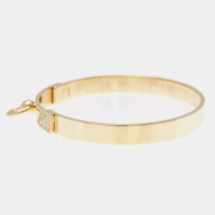 Pre Owned Hermes 18K Pink Gold Diamond Collier De Chien PM Diamond Bangle Carat/0.24