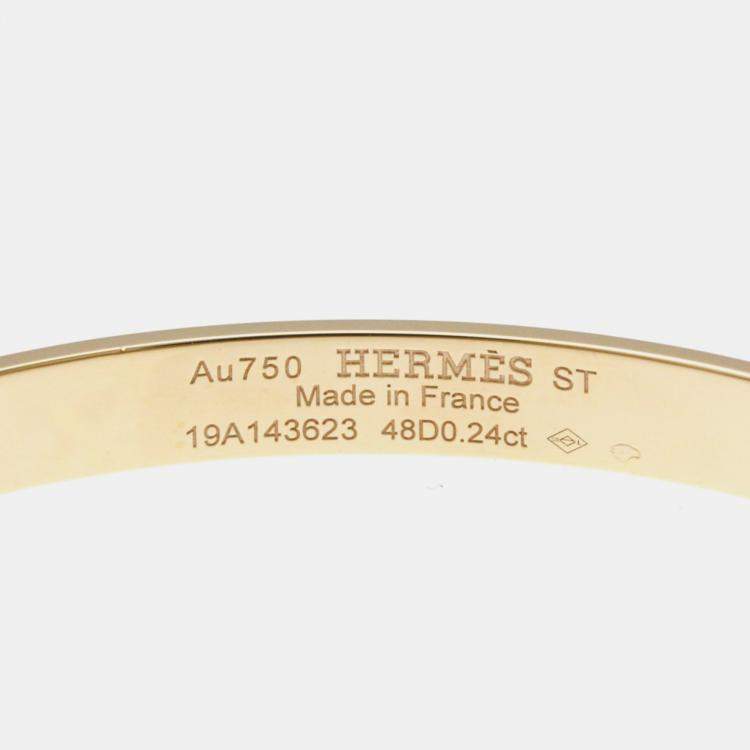 Pre Owned Hermes 18K Pink Gold Diamond Collier De Chien PM Diamond Bangle Carat/0.24