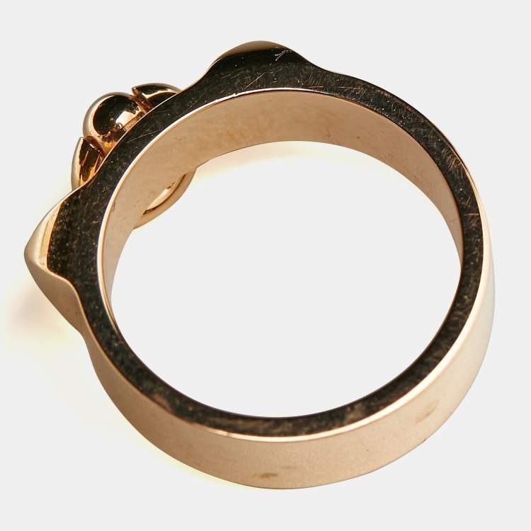 Pre Owned Hermes Collier de Chien 18k Rose Gold Small Model Ring Size 47