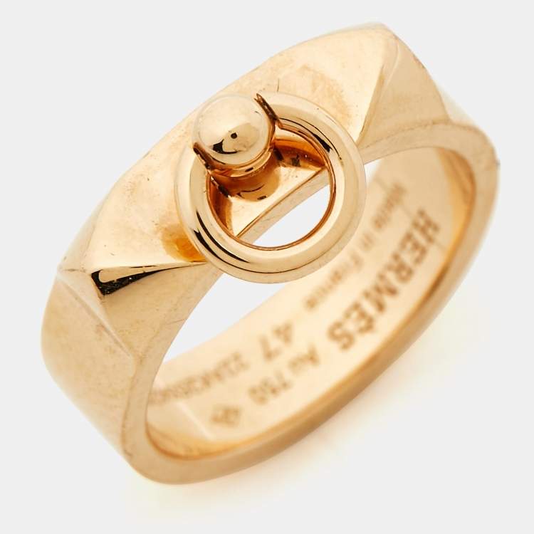 Pre Owned Hermes Collier de Chien 18k Rose Gold Small Model Ring Size 47