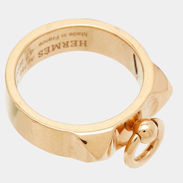 Pre Owned Hermes Collier de Chien 18k Rose Gold Small Model Ring Size 47