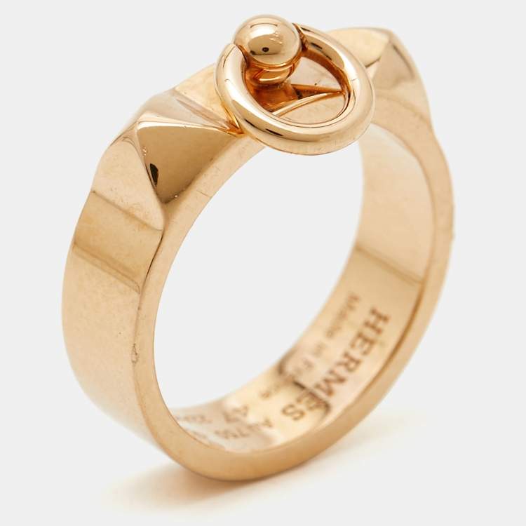 Pre Owned Hermes Collier de Chien 18k Rose Gold Small Model Ring Size 47
