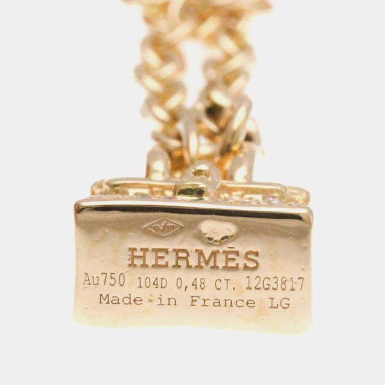 Pre Owned Hermes 18K Pink Gold Amulettes Kelly Diamond Charm Bracelet