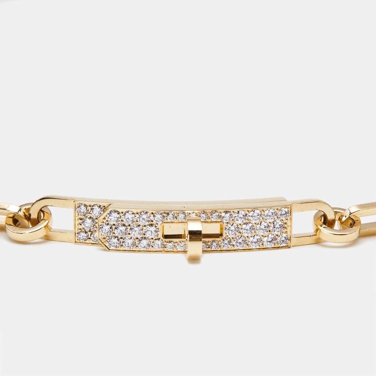 Pre Owned  Hermes Kelly Diamonds18K Rose Gold Small Model Chain Necklace