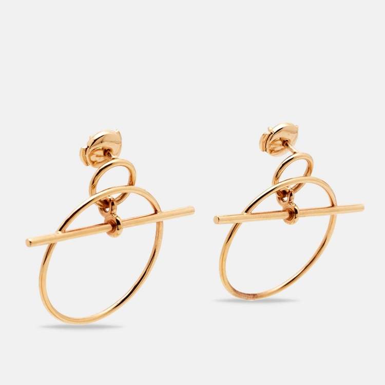 Pre Owned Hermes 18K Rose Gold Loop Small Model Earrings