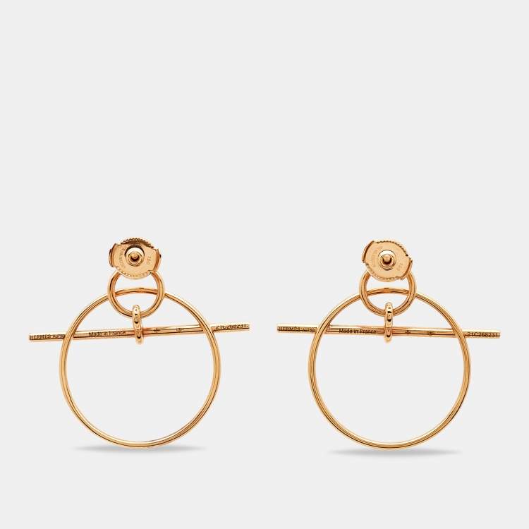 Pre Owned Hermes 18K Rose Gold Loop Small Model Earrings
