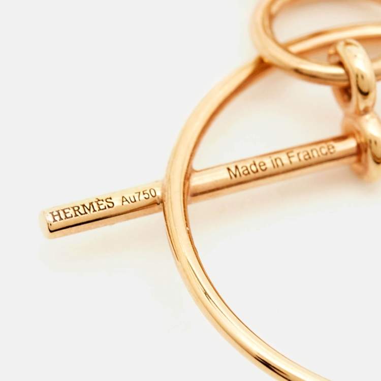 Pre Owned Hermes 18K Rose Gold Loop Small Model Earrings