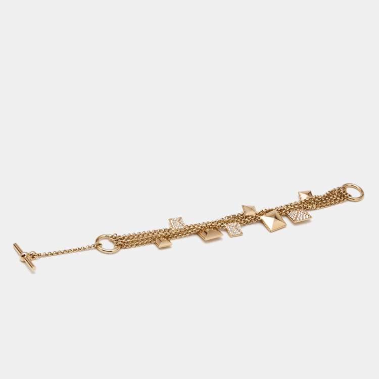 Pre Owned Hermès Clou D'H Diamond 18k Rose Gold Bracelet 15 