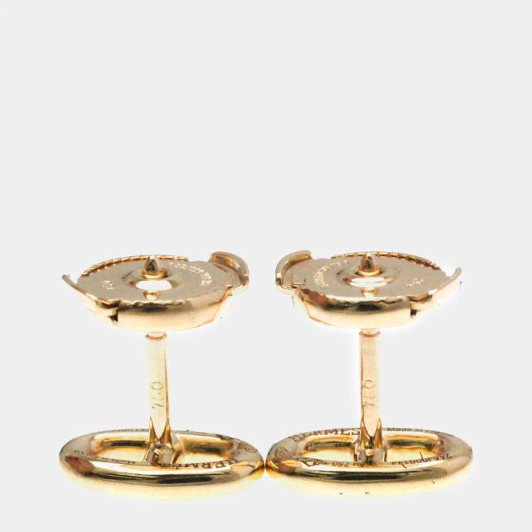 Pre Owned Hermes 18K Rose Gold Chaine d’Ancre Farandole Stud Earrings