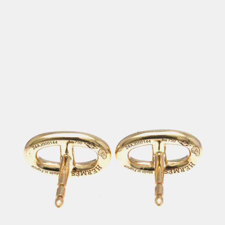 Pre Owned Hermes 18K Rose Gold Chaine d’Ancre Farandole Stud Earrings