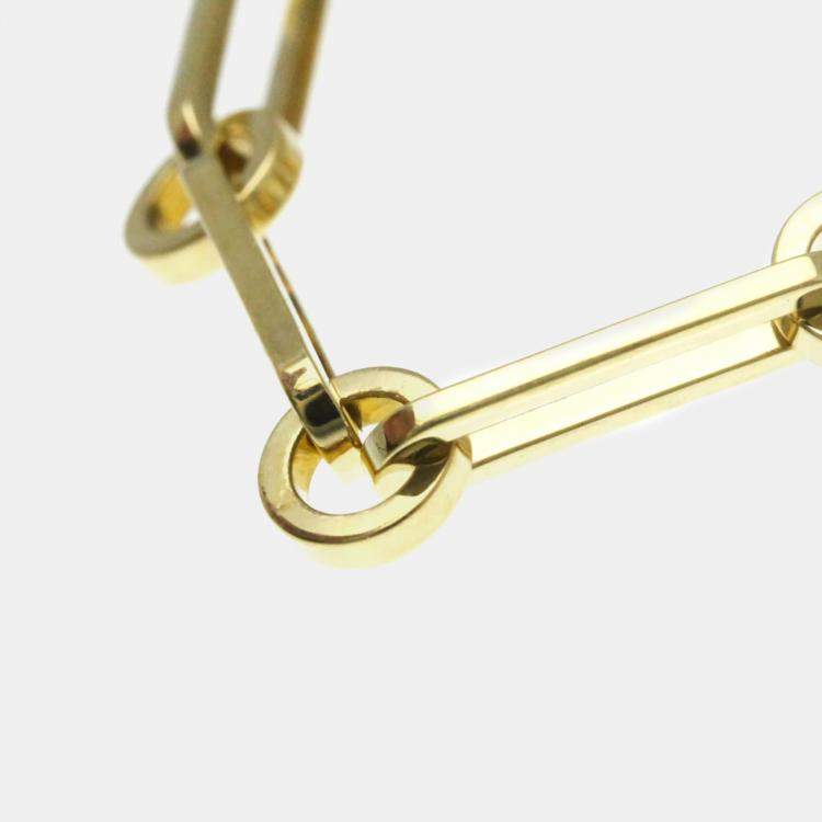 Pre Owned Hermes 18K Yellow Gold Diamond Kelly PM Charm Bracelet 