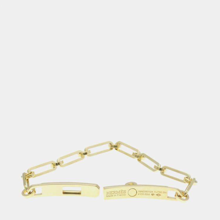Pre Owned Hermes 18K Yellow Gold Diamond Kelly PM Charm Bracelet 