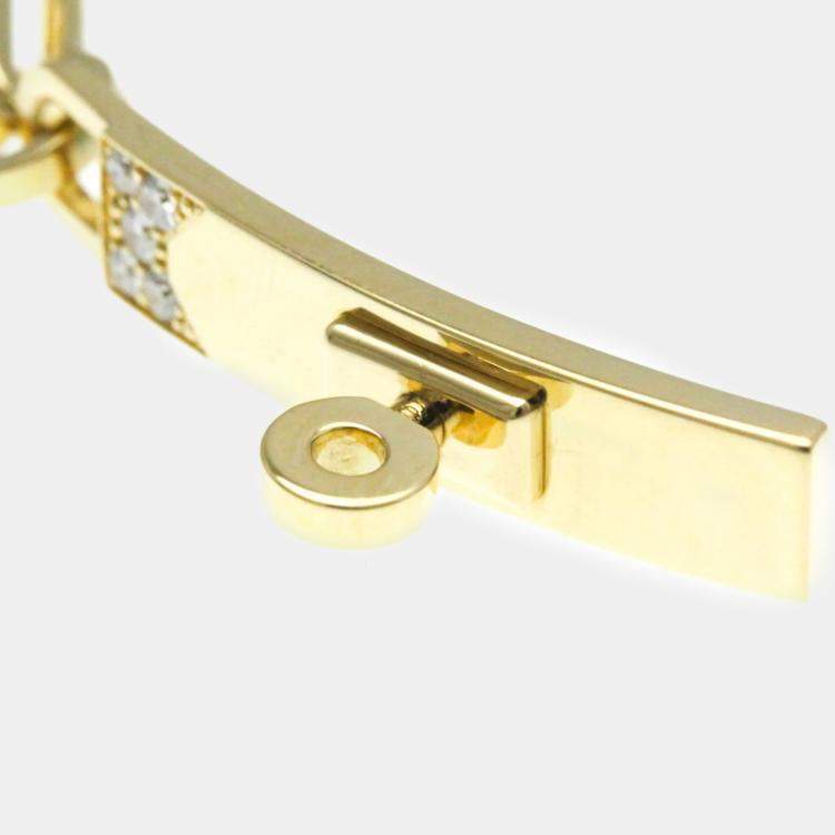 Pre Owned Hermes 18K Yellow Gold Diamond Kelly PM Charm Bracelet 
