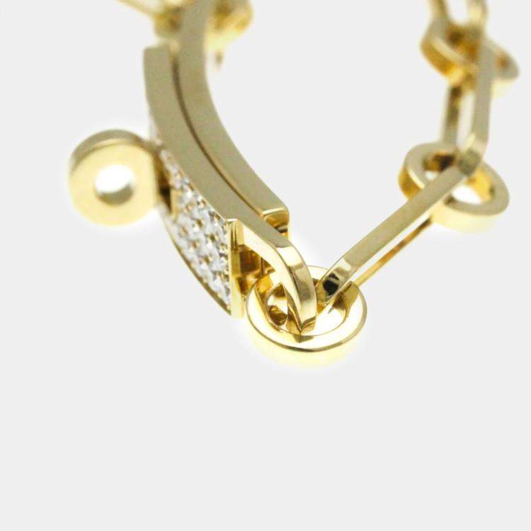 Pre Owned Hermes 18K Yellow Gold Diamond Kelly PM Charm Bracelet 