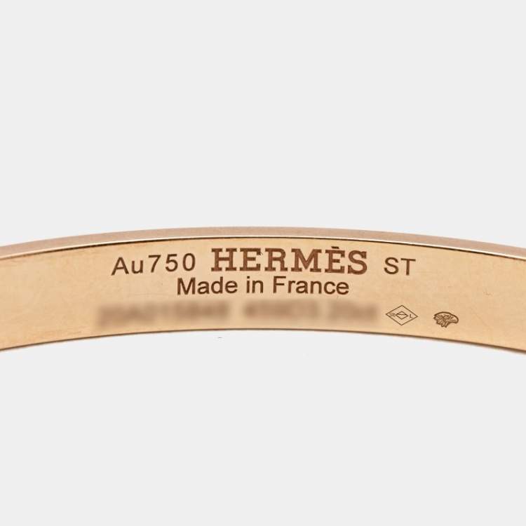 Pre Owned Hermes H d'Ancre Diamond 18K Rose Gold Small Model Bracelet 