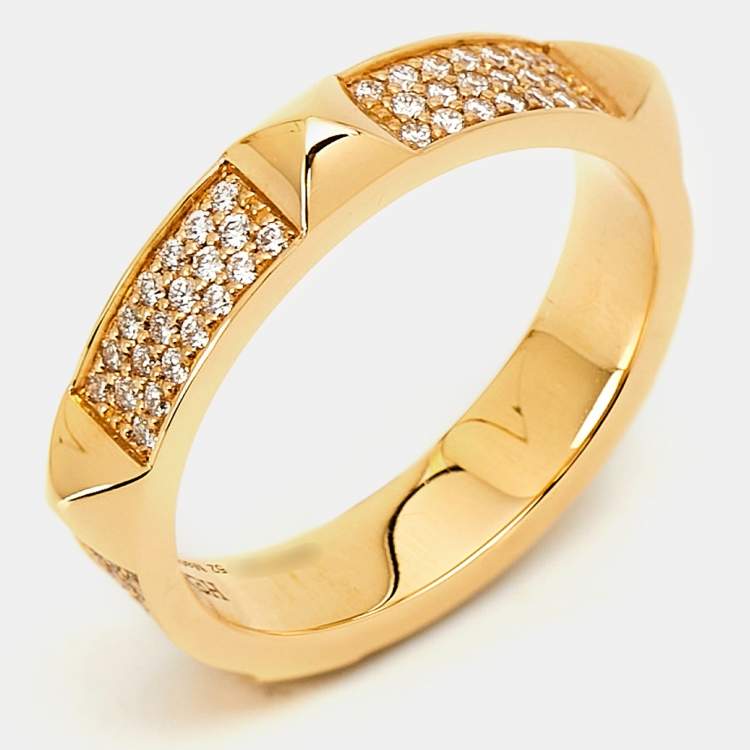 Pre Owned Hermes Clou D'H Ring Diamonds 18k Rose Gold Ring Size 52