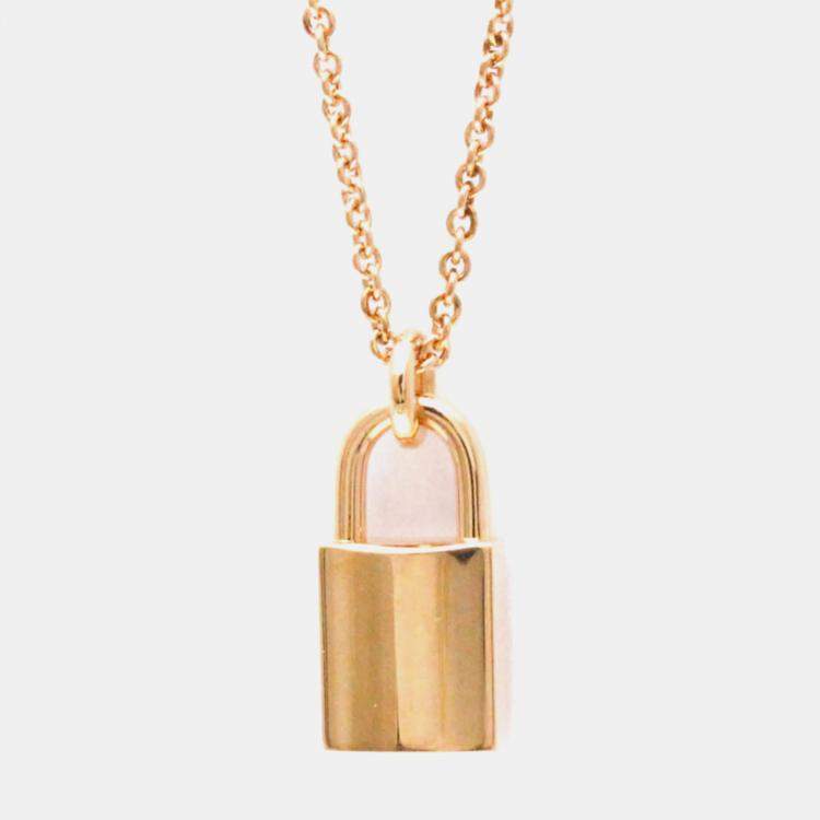 Pre Owned Hermes Cadena 18K Rose Gold Diamond Pendant Necklace