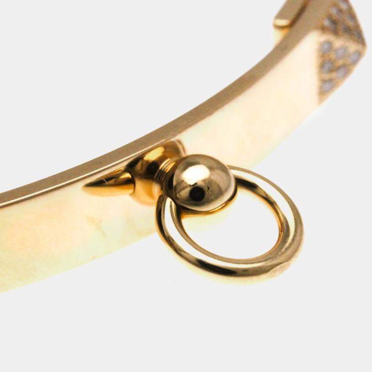 Pre Owned Hermes Collier De Chien 18K Rose Gold and Diamond Bangle