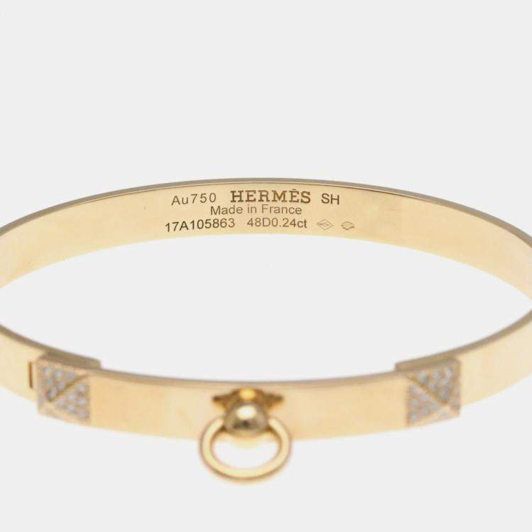 Pre Owned Hermes Collier De Chien 18K Rose Gold and Diamond Bangle