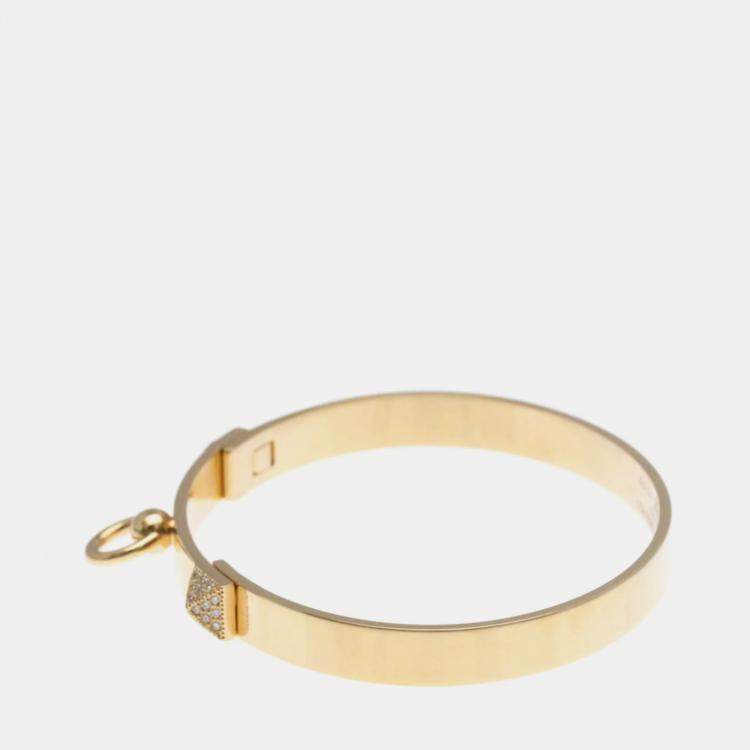 Pre Owned Hermes Collier De Chien 18K Rose Gold and Diamond Bangle