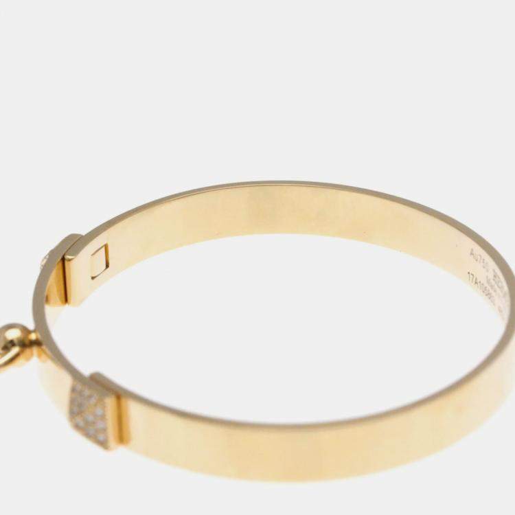 Pre Owned Hermes Collier De Chien 18K Rose Gold and Diamond Bangle