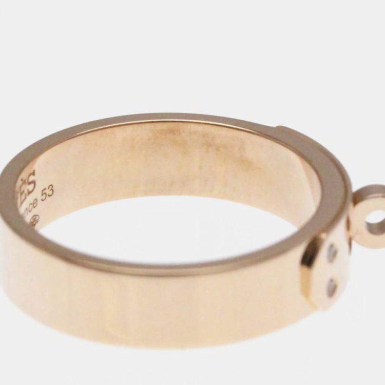 Pre Owned Hermes Kelly PM 18K Rose Gold and Diamond Band Ring EU 53