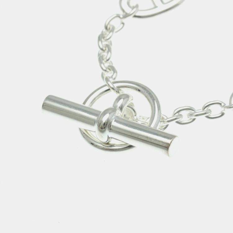 Pre Owned Hermes Chaine Dancre Farandole Silver Charm Bracelet