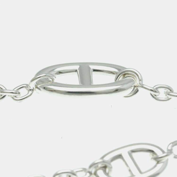 Pre Owned Hermes Chaine Dancre Farandole Silver Charm Bracelet