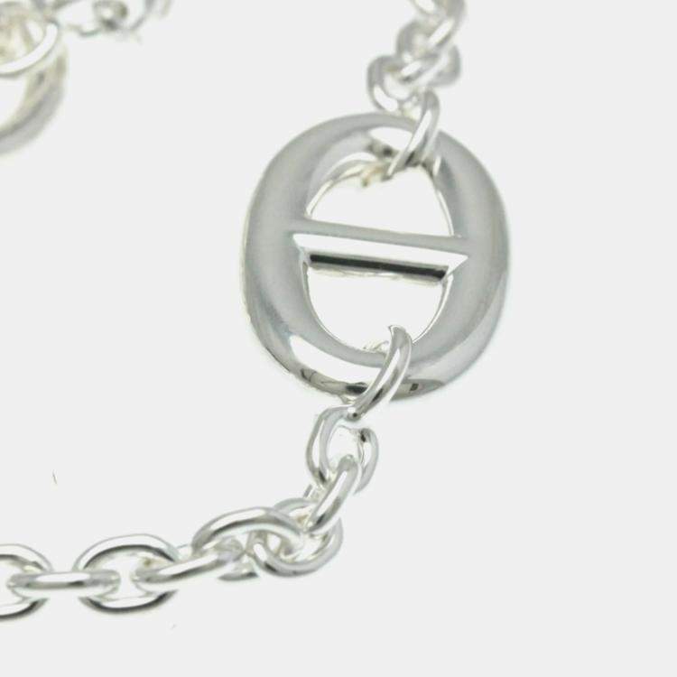 Pre Owned Hermes Chaine Dancre Farandole Silver Charm Bracelet