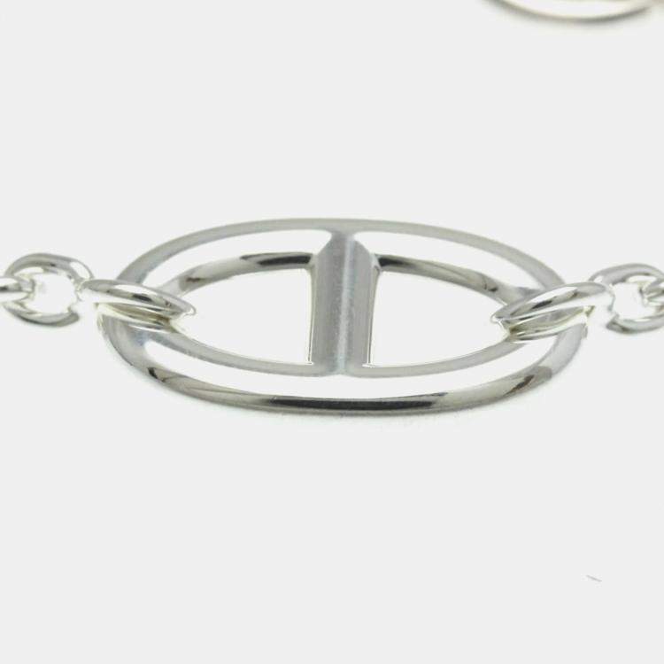 Pre Owned Hermes Chaine Dancre Farandole Silver Charm Bracelet
