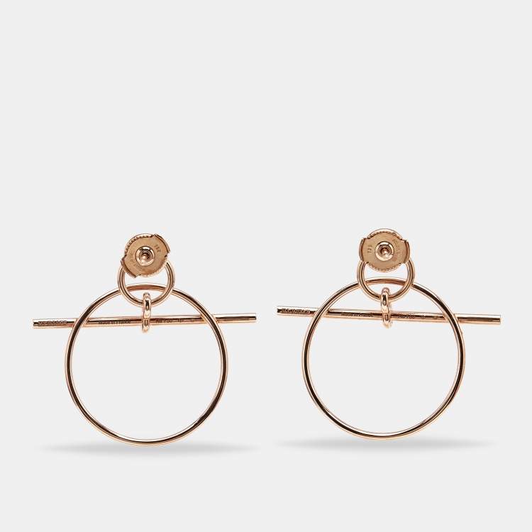 Pre Owned Hermes  Loop 18k Rose Gold Small Model Earrings