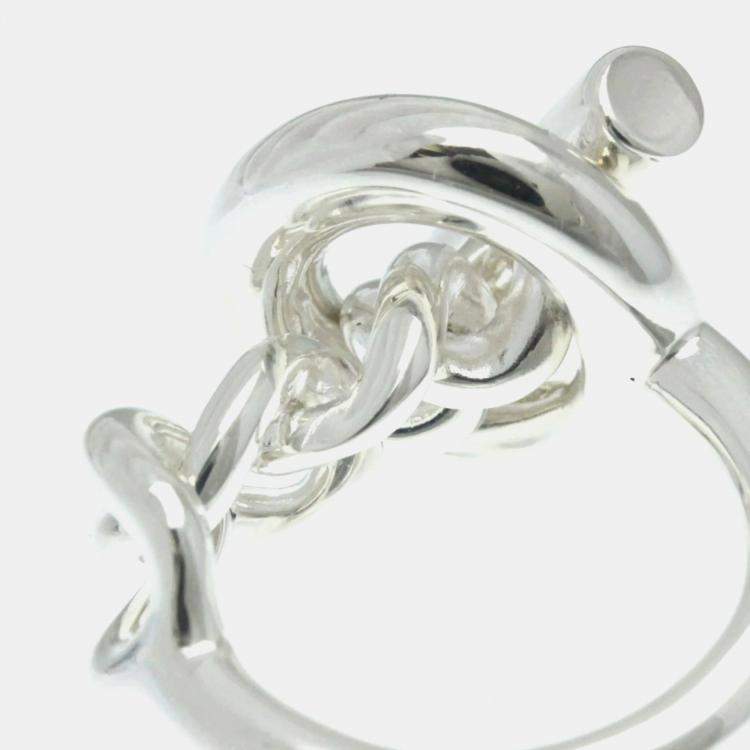 Pre Owned Hermes Croisette Ring Silver 925 Band Ring 