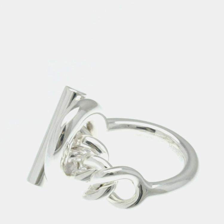 Pre Owned Hermes Croisette Ring Silver 925 Band Ring 