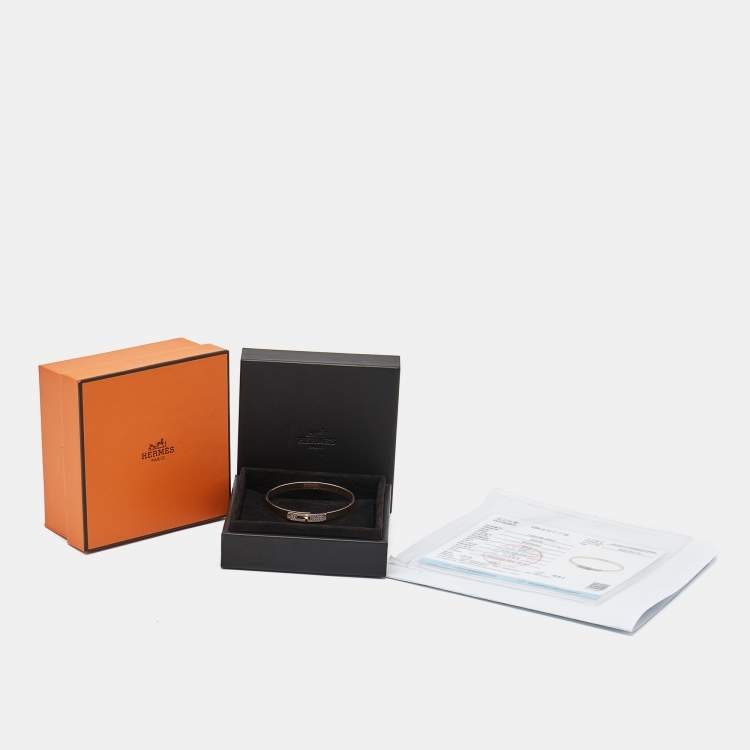 Pre Owned Hermes Kelly Diamonds 18k Rose Gold Small Model Bracelet SH
