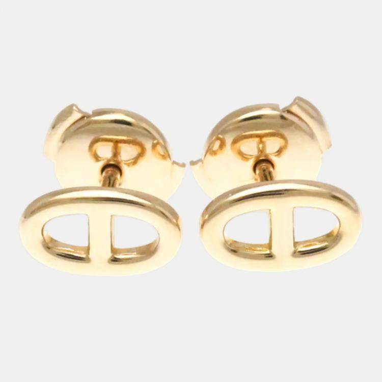 Pre Owned Hermes Chaine d’Ancre Farandole 18K Rose Gold Stud Earrings