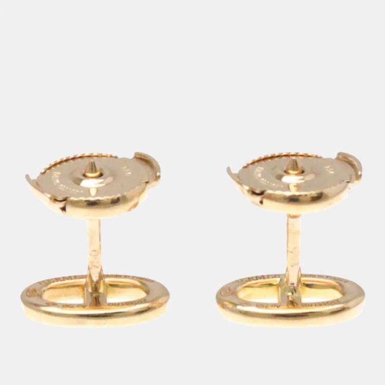 Pre Owned Hermes Chaine d’Ancre Farandole 18K Rose Gold Stud Earrings