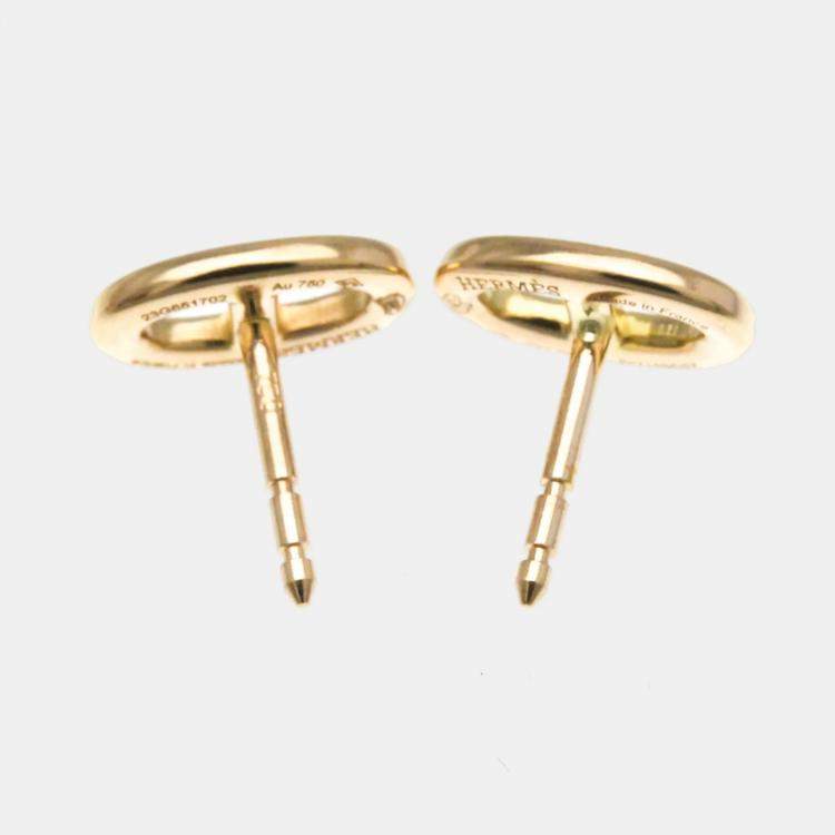 Pre Owned Hermes Chaine d’Ancre Farandole 18K Rose Gold Stud Earrings