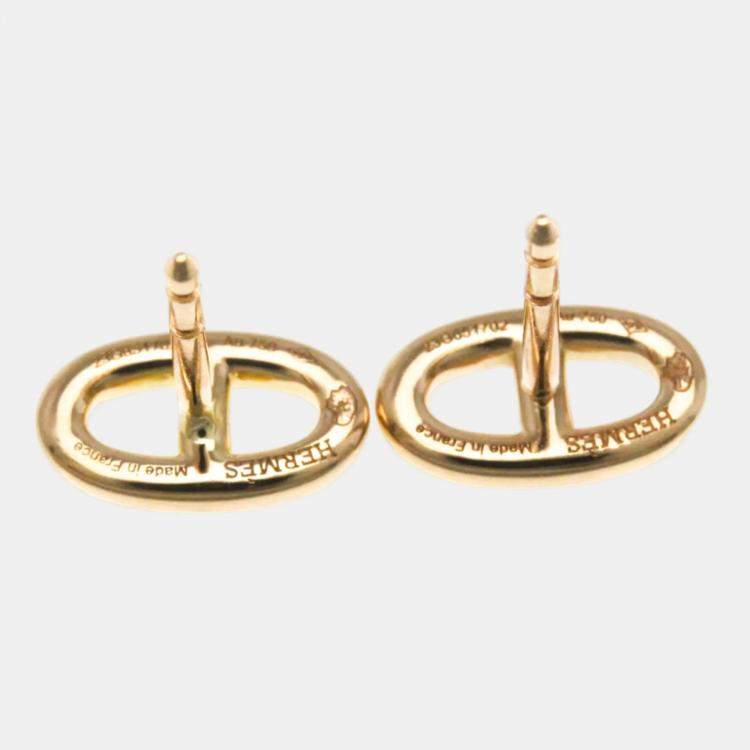 Pre Owned Hermes Chaine d’Ancre Farandole 18K Rose Gold Stud Earrings
