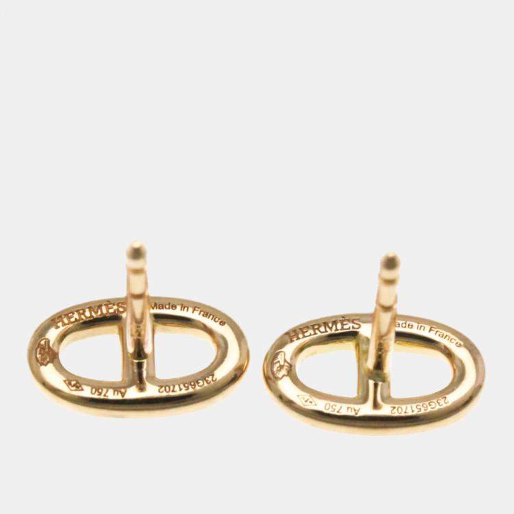 Pre Owned Hermes Chaine d’Ancre Farandole 18K Rose Gold Stud Earrings