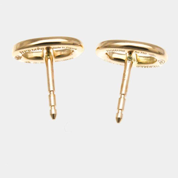 Pre Owned Hermes Chaine d’Ancre Farandole 18K Rose Gold Stud Earrings