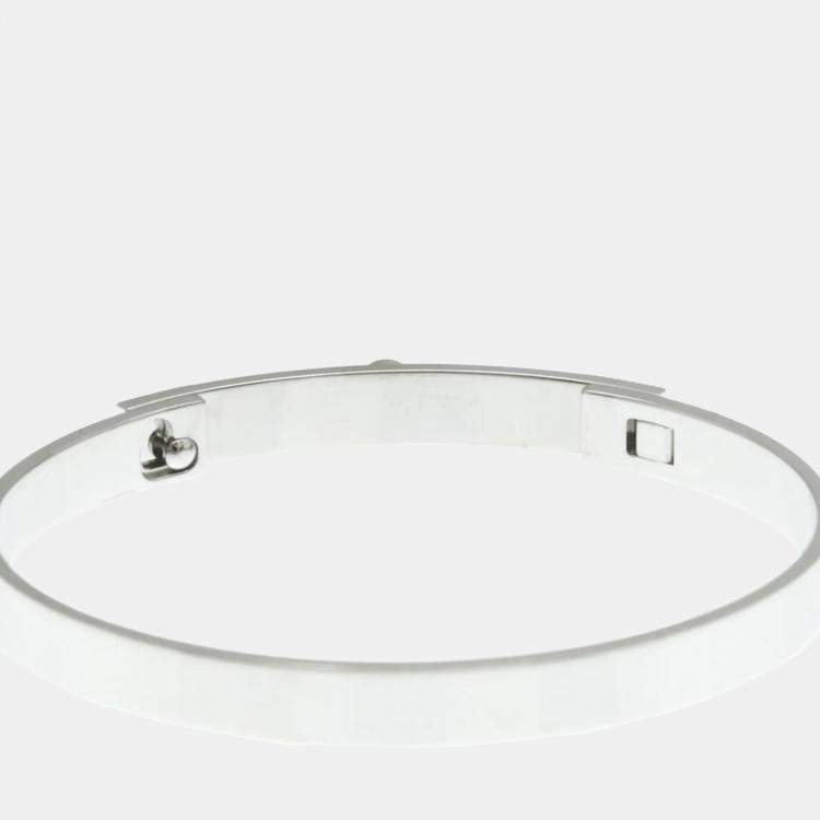 Pre Owned Hermes Collier de Chien Small 18K White Gold and Diamond Bangle Bracelet