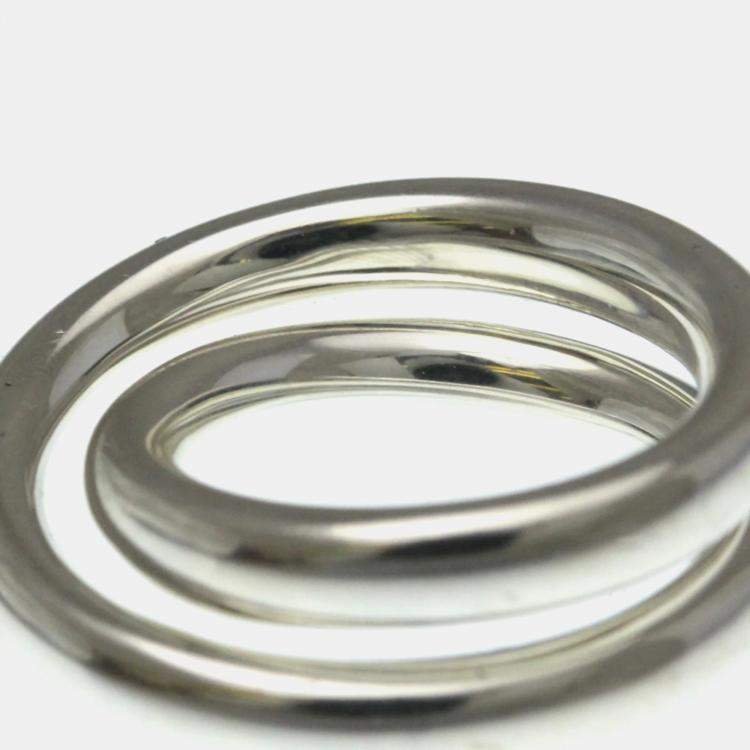 Pre Owned Hermes Vertige Silver Band Ring EU 54