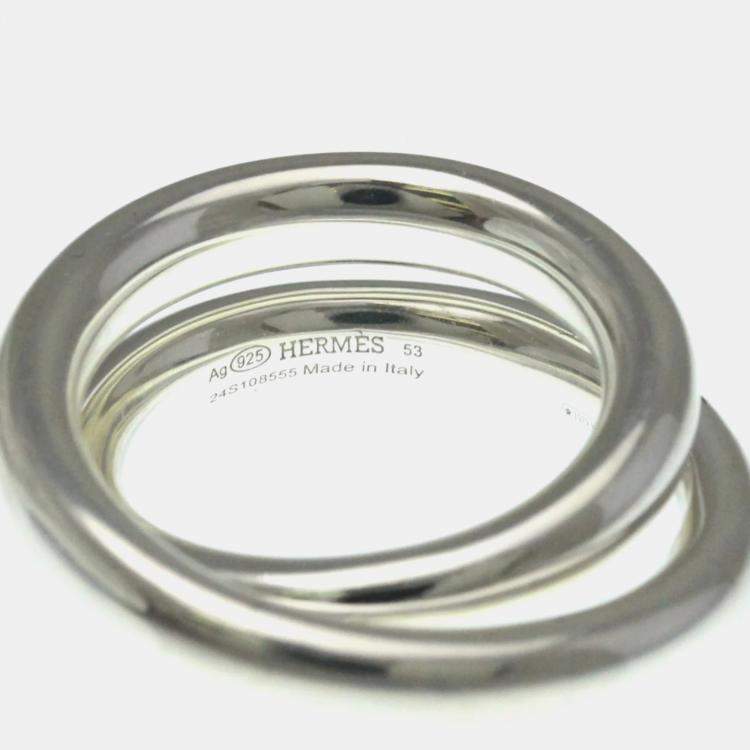 Pre Owned Hermes Vertige Silver Band Ring EU 54