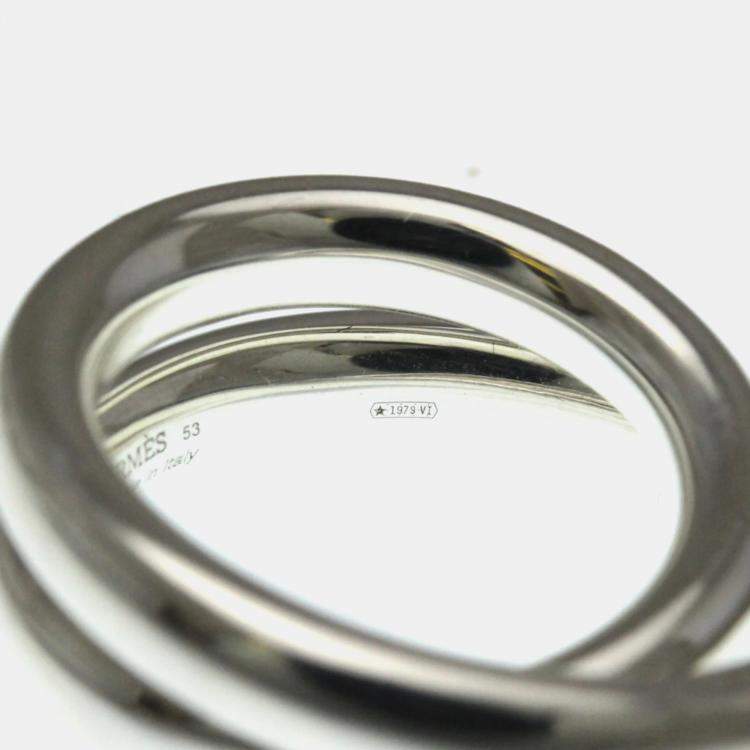 Pre Owned Hermes Vertige Silver Band Ring EU 54