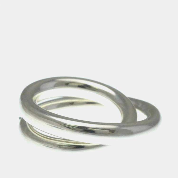 Pre Owned Hermes Vertige Silver Band Ring EU 54